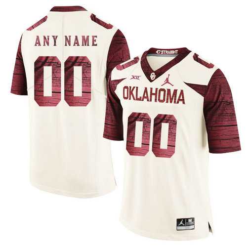 Mens Oklahoma Sooners White With Red Customized College Football Jersey->customized ncaa jersey->Custom Jersey